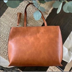 Sole Society WALLIS Vegan Leather Cognac Tote